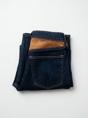 ABERCROMBIE, High Rise 90s Relaxed Vegan Suede Yoke Jean, 28 SHORT